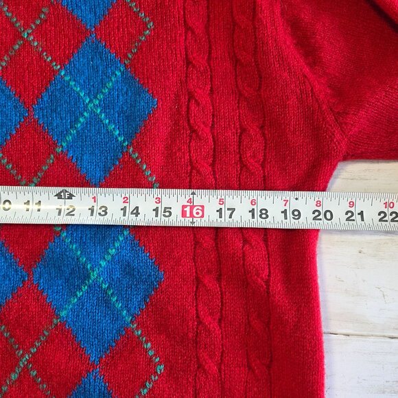 Vintage Savile Row Argyle Shetland Wool Sweater England Men Med Preppy Acadamia - Picture 7 of 8